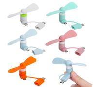 Beavorty 5pcs Mini Cell Phone Fan 2-in-1 : Phone Fan Bulk Usb C Micro Usb Portable Air Cooler with Two Leaves Cooling Ventilator for Travel Bus Subway