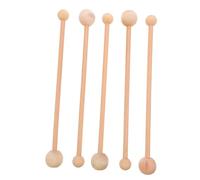 Beavorty 5Pcs Portable Wooden Massage Hammer with Dual Round Ball Heads for Back and Shoulder Muscle Relief Lightweight Manual Knock Back Tool for Home Office and Travel Use