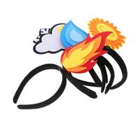 Beavorty 5pcs Soft Felt Novelty Headband with Flame Water Drop Sun Cloud and for Birthday Holiday and Themed Party Decorations