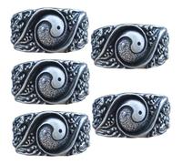 Beavorty 5pcs Taoism Retro Copper Ring for Men and Women Unique Statement Finger Ring Stylish Chinese Costume Jewelry Accessory Comfortable Craftsmanship