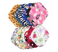 Beavorty 5pcs Washable Reusable Cloth Sanitary Pads for Women Charcoal Fiber Nursing Mat with Printed Design Menstrual Pads for Comfortable Skin Touch