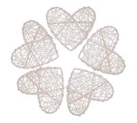 Beavorty 5pcs Willow Heart Rattan Decorations Small White Wicker Heart Shaped Party Decorations for Wedding Home
