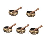 Beavorty 5sets Tibetan Singing Bowl Meditation Bowl Handmade Sound for Yoga Relaxation Decorative Buddhism Flat Bottom