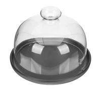 Beavorty 6-inch Black Rim Glass Dome Fruit Foretaste Plate Covered Cake Stand Multi-use Dessert Display Serving Tray for Home Kitchen