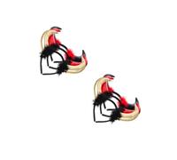 Beavorty 6 pcs Devil Horn Headband Fun Festive Hair Accessories for Halloween Party Cosplay and Role Playing Red Yellow and Black Horns for Men and Women