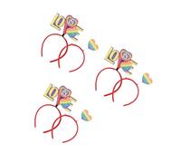 Beavorty 6 pcs Rainbow Heart Headbands Non Woven Hair Accessories for Wedding Birthday Celebrations with Heart Shaped Design