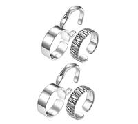 Beavorty 6 pcs Retro Open Ring for Men Wide Band Punk Jewelry Vintage Statement Rings for Daily Wear Cosplay Halloween and Gift Giving