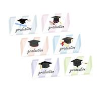 Beavorty 6 Sets Graduation Greeting Cards with Doctoral Cap Design, Creative School Presents for Graduation Season, Delicate Paper Cards for Students and School Leavers