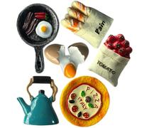 Beavorty 6pcs 3d Food Design Refrigerator Magnets Set, Multi-function Magnetic Fridge Decor for Kitchen, Cute Cartoon Style Message Stickers for Home Organization