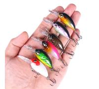 Beavorty 6pcs 6cm 5g Floating Minnow Fishing Lures Set with #10 Hooks, Colorful Artificial Hard Baits for Bass Pike Perch Sea and Freshwater Fishing