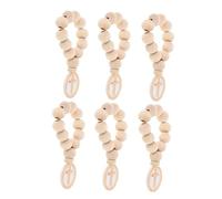 Beavorty 6pcs Baptism Beads Rosary Mini Rosaries Finger Charm Baptism Present Catholic Prayer Beads Mini First Communion Supplies Christening Party Favors Wood