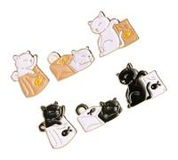 Beavorty 6pcs Creative Cat Brooches Alloy Pins Easy to Attach Clothing Accessory for Sweaters and Bags, Gift for Cat Lovers on Birthday Or Christmas Assorted style