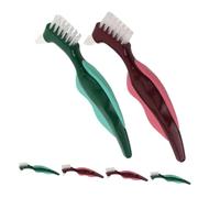 Beavorty 6pcs Dual Head False Teeth Brushes for Elderly Hard Bristle Denture Toothbrush with Gum Massaging Side Portable Compact Design for Daily Oral Care and Travel Cleaning