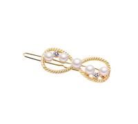 Beavorty 6pcs Fashion Geometric Shape Pearl Hairpin Clips Triangle Circle Heart Bow Pentagram Clover Barrettes for Women Girls