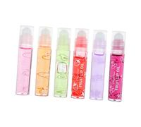 Beavorty 6pcs Fruity Roll-on Lip Balm Set Hydrating Lip Smoother Compact for Pockets and Bags Peach Orange Avocado Strawberry Grape Cherry