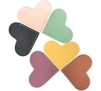Beavorty 6pcs Heart-Shaped Leather Corner Bookmarks Set, Retro Mini Portable Page Markers for Reading Lovers, Office School Supplies, Assorted Colors (Yellow, Ocean Green, Black, Orange,
