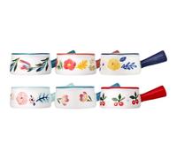 Beavorty 6pcs Japanese Ceramic Milk Jug Set 50ml with Handle - Multi-use Coffee Creamer Pitcher and Syrup Sauce Jar - Porcelain Milk Container for Kitchen and Coffee Serving