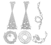 Beavorty 6pcs Metal Cutting Dies Set for Card Making DIY Crafting with Bubble, Spot, Heart, Lace, Star Patterns - Small Embossing Stencils for Scrapbooking and Home Decor