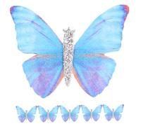 Beavorty 6pcs Mini Butterfly Hair Clips for Women Non-fading Barrettes for Thick Hair Versatile Hairpins for Straight Curly Ponytail Braids Cute Blue Purple Fairy Accessories