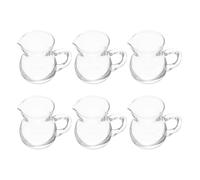 Beavorty 6Pcs Mini Glass Creamer Pitchers Milk Jugs 100Ml for Coffee Tea Syrup Travel Office Compact Space-Saving Liquid Dispenser