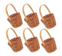 Beavorty 6pcs Mini Rattan Woven Baskets 5x4cm Natural Vine Small Storage Baskets for Dollhouse, Flower Arrangement, and Tiny House Accessories