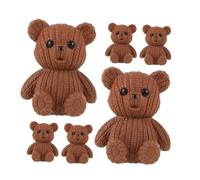 Beavorty 6Pcs Miniature Bear Figurines for Micro Landscape Decor Cute Tiny Bears for Cake Table and Party Favors for Birthdays and Special Occasions