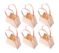 Beavorty 6pcs Pink Paper Flower Packaging Bags with Handles, Trapezoidal Bouquet Carrier Bags for Floral Arrangements, Wrapping and Florist Use in Weddings and Special Occasions