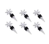 Beavorty 6pcs Stainless Steel Snowflake Wine Stoppers Set, Silver Reusable Bottle Plugs with Leakproof Seal for Red and Sparkling Wine Bottles, for Home Bar and Party Use