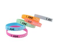 Beavorty 6pcs Stylish Silicone Wrist Chains with Inspirational Letters Flexible Hand Jewelry for Adults and Teens Durable and Comfortable for Everyday Wear Mixed Colors