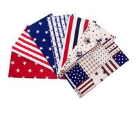 Beavorty 7pcs American Flag Print Cotton Fabric Set 50x50cm DIY Sewing Quilting Material for Handmade Crafts and Patchwork Projects