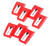 Beavorty 7pcs Replacement Stylus Needle for Vinyl Record Players and Phonographs, High-precision Red Tip with Plastic and Aluminium Construction, for Home Audio Systems