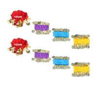 Beavorty 8PCS Belly Dance Wrist Bands with Coins Stretchy Belly Dance Arm Bracelets and Anklets Accessories for Women’s Holiday Performances and Stage Shows