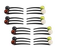 Beavorty 8pcs Chinese Style Beaded Hairpin Three Teeth Hair Fork Bun Holder for Women Vintage Plastic Hairpins for Thick Hair Parties Events