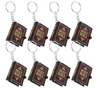 Beavorty 8pcs Mini Bible Keychain Party Favors Metal Buckle | Printed Scripture, Classic Black Finish, for Church Organisers and Daily Key Visibility