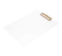 Beavorty A4 Acrylic Clipboard with Writing Pad and Document Clip, Gold Office File Organizer Suitable for Students and Nursing Use