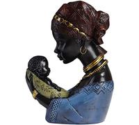 Beavorty African American Mother and Child Statue Resin Sculpted Hand Painted Figure African Art Figurines Mother and Son Memorial Statues Thanksgiving Color 3