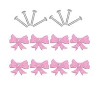 Beavorty Alloy Bow Drawer Handles Pink Metal 8Pcs Single Hole Knobs for Nursery Bedroom Dresser Kitchen Cupboard