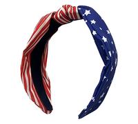 Beavorty American Flag Headband Knotted Wide Women Headband Elastic Red White Blue for Independence Day Festival Flags July Decorations