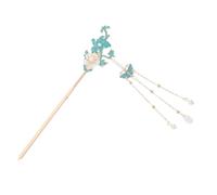 Beavorty Ancient Style Blue Enamel Hairpin Lightweight Floral Chignon Hair Pin for Thin Thick Hair Vintage Chinese Japanese Retro Tassel Updo Bun Accessories
