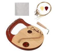 Beavorty Ancient Style Lyre Harp 21 Strings Spruce Wood Portable Music Instrument with Replaceable Strings and Stable Sound Effect for Boys and Girls Wipes and Tuning Tools