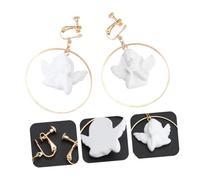 Beavorty Asymmetric Retro Cupid's Arrow Ear Jewelry Unique White Angel Hoop Earrings for Women Creative Design Birthday Party and Valentine's Day