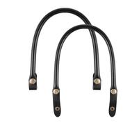 Beavorty Bag Handles for Handbag Making 2Pcs| 40cm Black PU Leather Purse Straps with Snap Buttons | Replacement Handles for DIY Crocheted Bags,Totes & Wallets | Removable Purse Straps Accessories