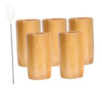 Beavorty Bamboo Cupping Cups Set Round Shape with Fire Rod 5pcs Anti-Slip Finger Mold Sturdy Bamboo Material, for Body Relaxation and Blood Circulation for Massage Therapy