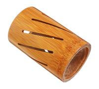 Beavorty Bamboo Utensil Holder with Hollow Slant Design, 16cm Tall Kitchen Organizer for Chopsticks and Flatware, Natural Bamboo Cylinder Storage for Kitchen Counter