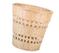 Beavorty Bamboo Woven Trash Can Handcrafted Rubbish Basket with Retro Design Medium Size Wastepaper Basket for Home Storage and Decorative Organization