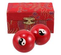 Beavorty Baoding Balls Hand Exercisers with Red Tai Chi Pattern Box, Low-Temperature Enamel Massage Balls for Hand Strength, Relaxation, and Joint Flexibility Therapy for Elderly