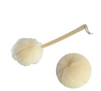 Beavorty Bath Flower Scrubber Wooden Long Handle Shower Sponge Bath Ball Gentle Body Brush Exfoliating Towel