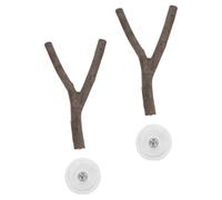 Beavorty Bird Perch Stand Wood Wooden Tree Branch Shape with Strong Suction Cup Stability 2pcs Easy to Clean for Parakeet and Parrot for Window or Birdcage Use