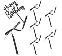Beavorty Black Bow Cake Toppers for Birthday Party Decorations, Acrylic Bow Cupcake Picks with Easy Application and Photo-ready Design, Stylish Dessert Table Accessory for Birthday Parties