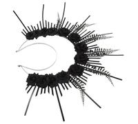 Beavorty Black Crown Headpiece Hairband for Women, Meticulously Crafted Gothic Floral Design Made of Iron, Plastic and Fabric, Resistant to Deformation, for Parties and Occasions